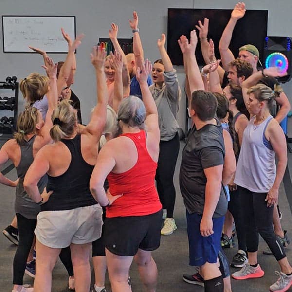 Full30Fit members gathering together after a class.